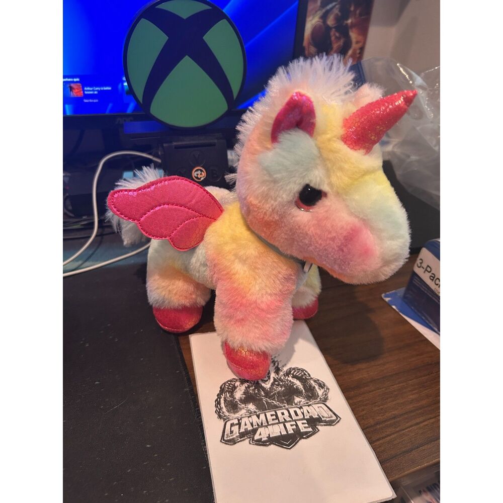 Barbie Just Play Rainbow Unicorn Pegasus Plush Pink Wings Glitter Horn 11"